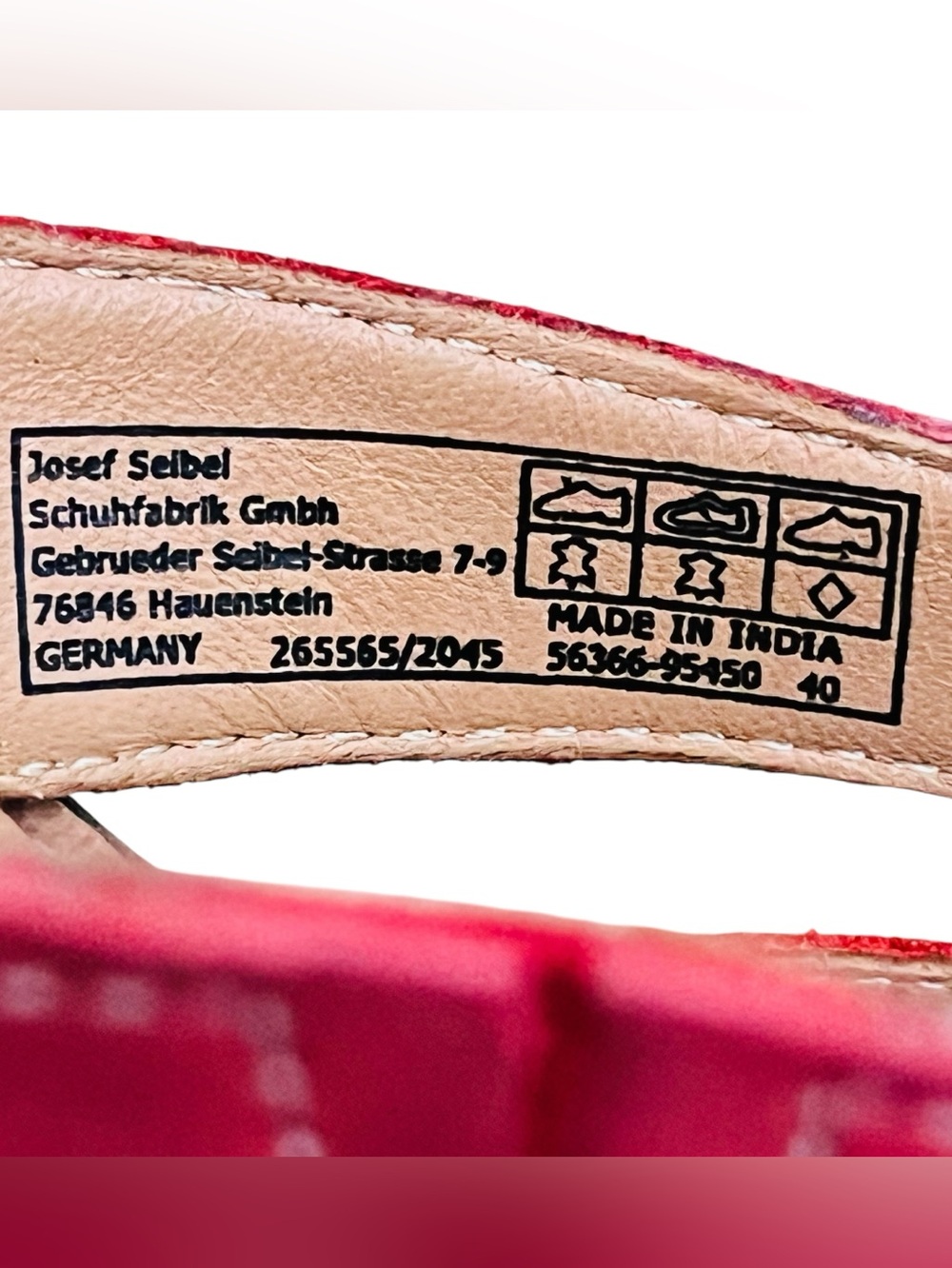 Josef Seibel Catalonia Sandals Leather Red Slip On Comfort Slides Shoes Sz 9 - Picture 11 of 12